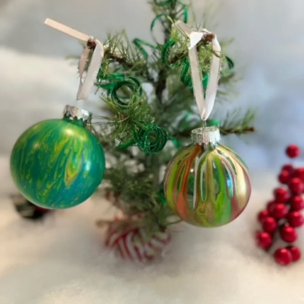 Unique Hand Painted & Sealed Christmas ornaments, plastic, SET of 4 - Picture 3 of 3